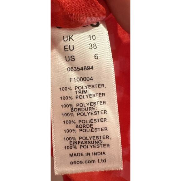 ASOS Check Print Blouse Women’s Size 6 Pink Red Black Trim Sheer - Picture 8 of 8